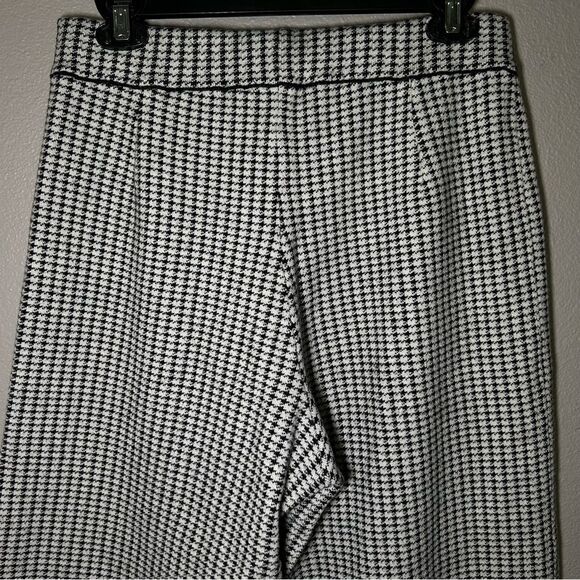 Zara black & white houndstooth knit wide leg cropped pants women’s size large - Picture 6 of 10